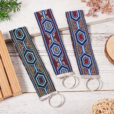 3Pcs Vintage Polyester Ribbon Keychain KEYC-TAC00048-1