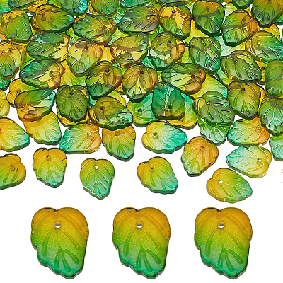 100Pcs Autumn Theme Two-Tone Transparent Glass Charms GLAA-PH0003-84A-1