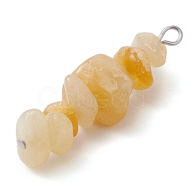 Gradient Color Natural Citrine & Natural Tiger Eye & Natural Gold Rutilated Quartz Chip Beaded Pendants PALLOY-JF02791-08-1