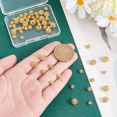 60Pcs 3 Styles Brass Hollow Spacer Beads KK-PH0010-39-1