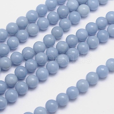 Natural Angelite Beads Strands G-L411-18-8mm-1