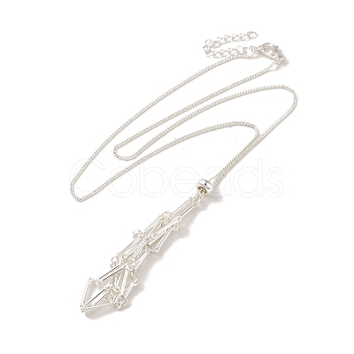 Rack Plating Brass Macrame Pouch Necklace Making for Gemstone Nuggets KK-M285-02A-S-1