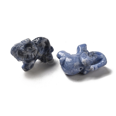 Natural Sodalite Carved Elephant Beads G-Z053-01-1