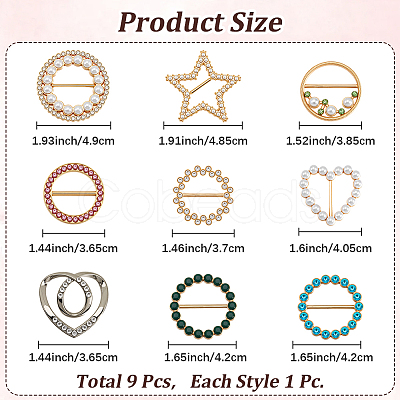 9Pcs 9 Styles Alloy Buckles AJEW-GF0011-32-1