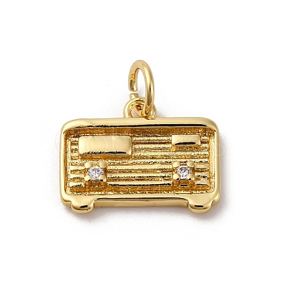 Brass Micro Pave Cubic Zirconia Pendants KK-P308-35G-1