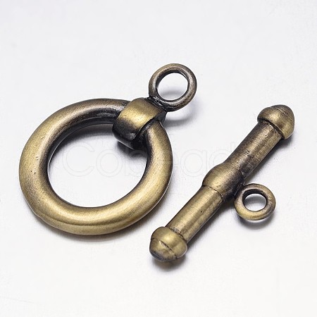 Brushed Antique Bronze Brass Toggle Clasps KK-E739-35AB-NF-1