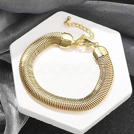 Brass Herringbone Chains Bracelets BJEW-S158-14G-1