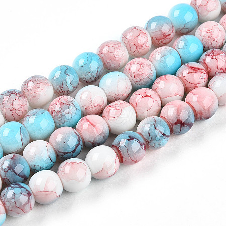 Baking Paint Glass Beads Strands DGLA-N003-8mm-C03-1