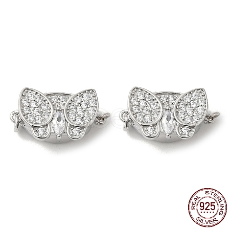 Rhodium Plated 925 Sterling Silver Pave Clear Cubic Zirconia Box Clasps STER-M114-10P-1
