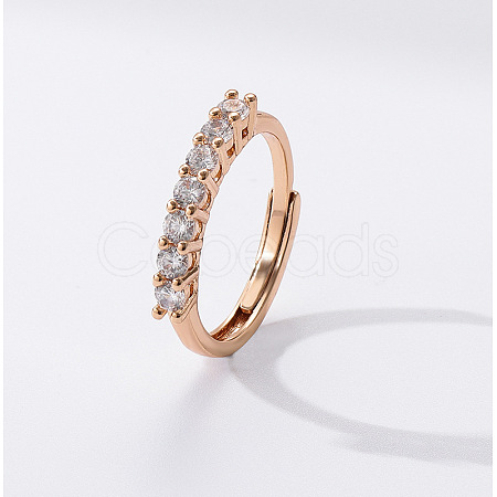 Flat Round Brass Micro Pave Cubic Zirconia Finger Rings FS-WG80990-01-1