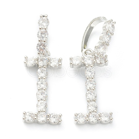 Brass Micro Pave Clear Cubic Zirconia Pendants ZIRC-J039-18P-I-1