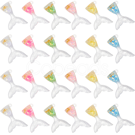 24Pcs 6 Colors Luminous Transparent Resin Pendants RESI-SP0001-01-1