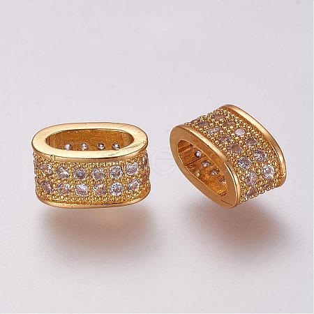 Brass Micro Pave Cubic Zirconia Slide Charms ZIRC-G091-58G-1