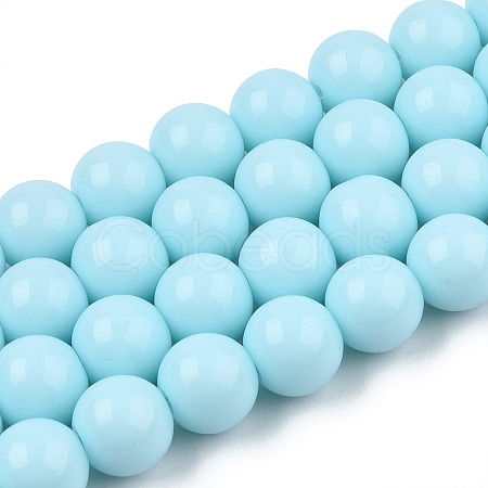 Opaque Solid Color Glass Beads Strands GLAA-T032-P8mm-10-1