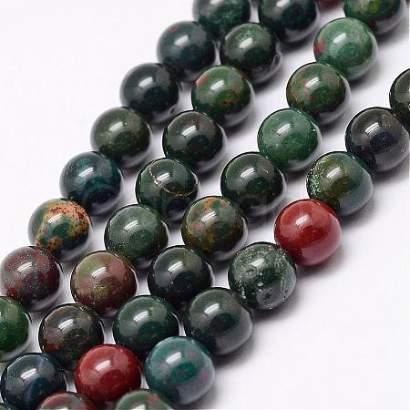 Natural Indian Bloodstone Beads Strands G-P257-07-8mm-1