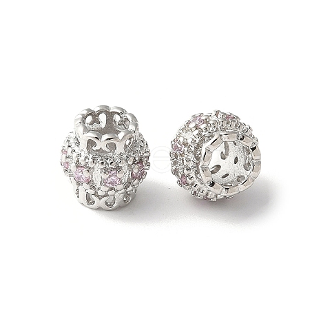 Brass Micro Pave Cubic Zirconia European Beads KK-U067-08P-05-1