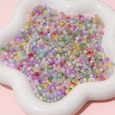 Mixed Color Imitation Cat Eye Glass Round Seed Beads SEED-NH0003-01A-M-1