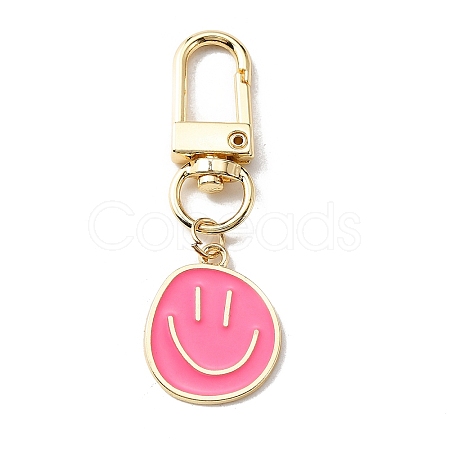 Smiling Face Enamel Pendant Decorations LS-KEYC-WH0036-08LG-02-1