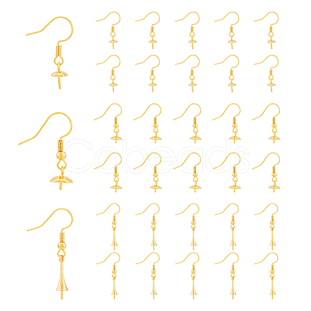 30Pcs 3 Style Rack Plating Brass Earring Hooks KK-DC0002-04-1