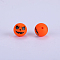 Printed Round with Ghost Pattern Silicone Focal Beads, Orange, 15x15mm, Hole: 2mm