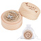 Column Wooden Finger Ring Storage Boxs, with White Organza Bag, Leaf, 5.2x4cm