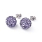 Gifts for Her Valentines Day 925 Sterling Silver Austrian Crystal Rhinestone Ball Stud Earrings for Girl, Round, 539_Tanzanite, 17x8mm