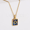 304 Stainless Steel Pave Natural Paua Shell Rectangle Initial Pendant Necklaces for Women FS-WG38E89-15-1