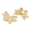 Brass Micro Pave Clear Cubic Zirconia Connector Charms CU-CBA908F-04G-04-2
