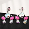 Alloy Synthetic Turquoise Dangle Stud Earrings EJEW-U053-08AS-1