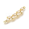 Brass Pave Clear Cubic Zirconia Leaf Links Connector Charms KK-Z156-15G-2