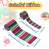 2Rolls 2 Styles Stripe Pattern Printed Polyester Grosgrain Ribbon OCOR-TA0001-37M-10