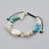 Natural/Synthetic Mixed Stone & White Moonstone Chip Braided Bead Bracelets BJEW-JB04080-2