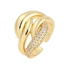 Rack Plating Brass Micro Pave Clear Cubic Zirconia Cuff Finger Rings for Women RJEW-M028-54G-2