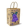 Christmas Theme Blue Printed Kraft Paper Tote Bags with Handles ABAG-B006-04C-2