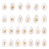26Pcs 26 Styles Natural Shell Teardrop Charms with Golden Tone Metal Letter Slices SHEL-TAC0004-02-2