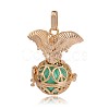 Golden Plated Brass Hollow Round Cage Pendants KK-J252-03G-2