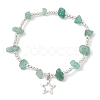 Natural Mixed Gemstone Chip & Iron Beaded Stretch Bracelets BJEW-JB09778-3
