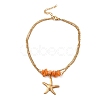 Dyed Natural Shell Chips Charms Anklet AJEW-G049-01G-01-1