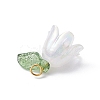 White Lily Flower Charms & Flora Leaves Beads PALLOY-JF02543-4