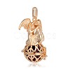 Golden Plated Brass Hollow Round Cage Pendants KK-J249-08G-2