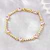 Brass Pave Cubic Zirconia Heart Link Chain Bracelets for Women KK-CBA68DA-10G-02-3