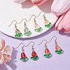 Tulip Flower Lampwork Dangle Earrings EJEW-JE05526-4