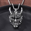 Tibetan Style Zinc Alloy Viking Pendant Necklaces NJEW-Z062-01AS-03-1