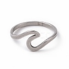 Non-Tarnish 201 Stainless Steel Wave Finger Ring for Women RJEW-J051-04P-2
