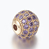 Brass Micro Pave Cubic Zirconia Beads ZIRC-E134-8mm-08G-2