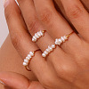 Nuggets Stainless Steel & Natural Freshwater Pearl Beads Finger Rings WG1BE4A-03-4