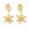 Ocean Theme Brass Dangle Stud Earrings EJEW-F400-04D-G-3