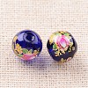 Flower Picture Printed Glass Round Beads GLAA-J087-10mm-A06-2