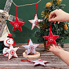 6Pcs 3 Colors Star with Snowflake Felt Fabric Pendant Decoration HJEW-CP0001-09-3
