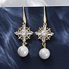 Brass Micro Pave Clear Cubic Zirconia Dangle Stud Earrings EJEW-F362-08G-1
